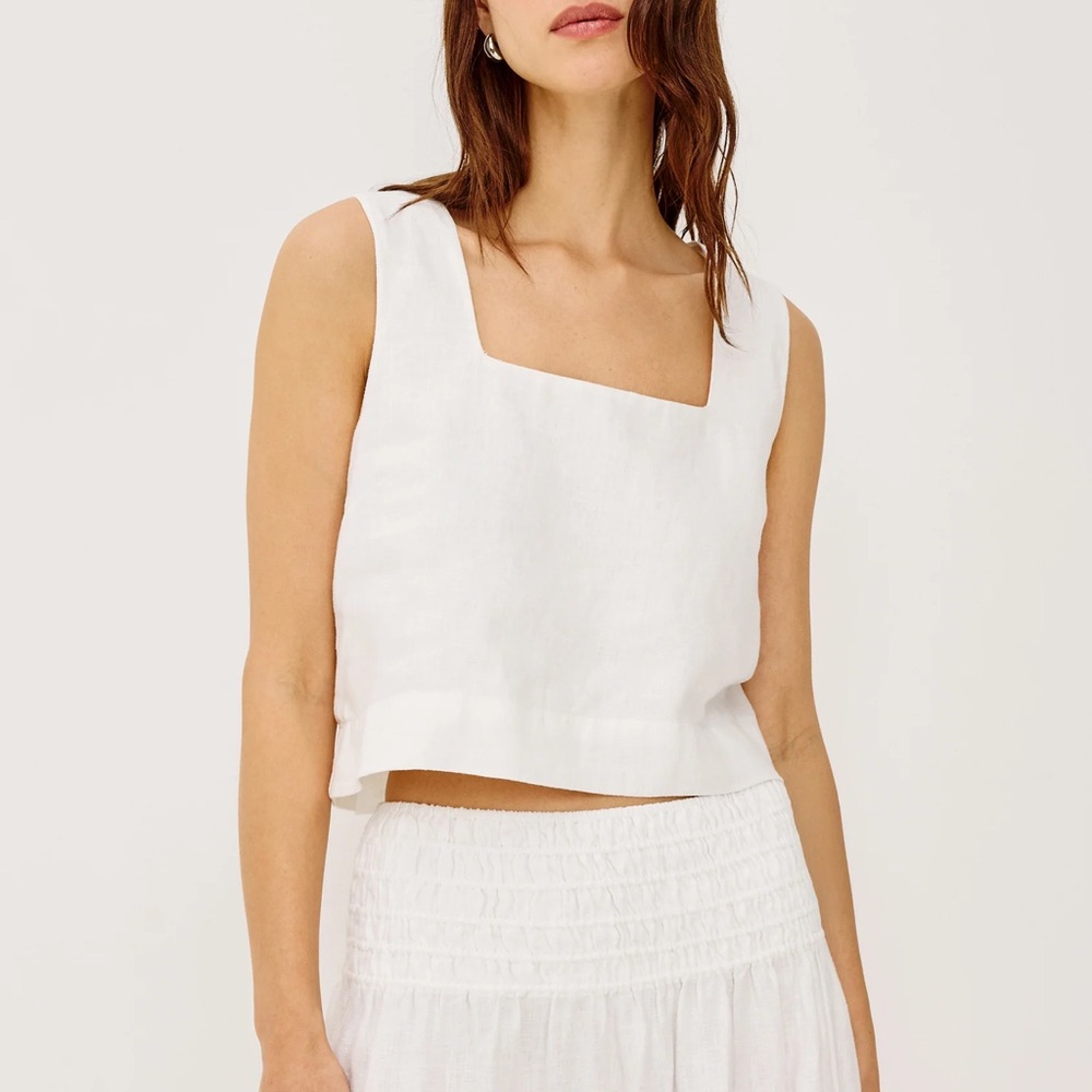 Rails Akira White Square Neck Sleeveless Crop Top
